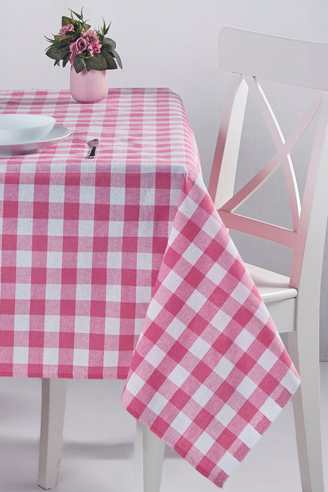 Hermia Mantel Kareli 220 Rosa con patrón de cuadros